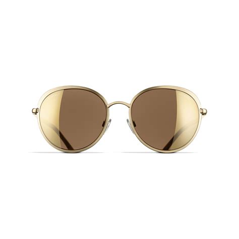 chanel 18ct gold sunglasses|Round Sunglasses .